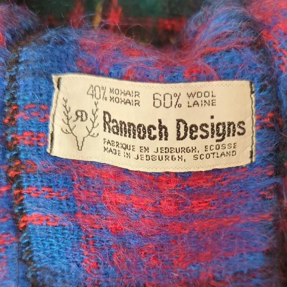 Made in Scotland VINTAGE Rannoch Designs 1960’s Mohair & Wool Tartan Cape